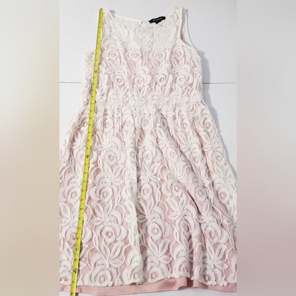 Sienastudio Pink White Lace Overlay Sleeveless Midi Dress Size 14 Soft Girl - Picture 8 of 9